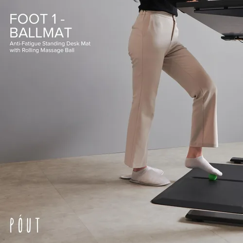 Vista 2 de POUT F1 Tapete antifatiga para escritorio de pie con bola de masaje rodante, para oficina, cocina, garaje y lavandería, 20 x 39 pulgadas, tamaño 3/4