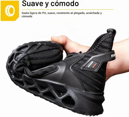 Vista 5 de Zapatos de trabajo con punta de acero para hombres y mujeres, ligeras, cómodas, botas de seguridad industriales y de construcción