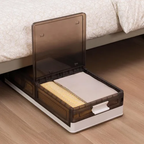 Vista 7 de Contenedores de almacenamiento de plástico para debajo de la cama, 58 cuartos de galón / 14.5 galones con tapa y 8 ruedas enrollables, plegables