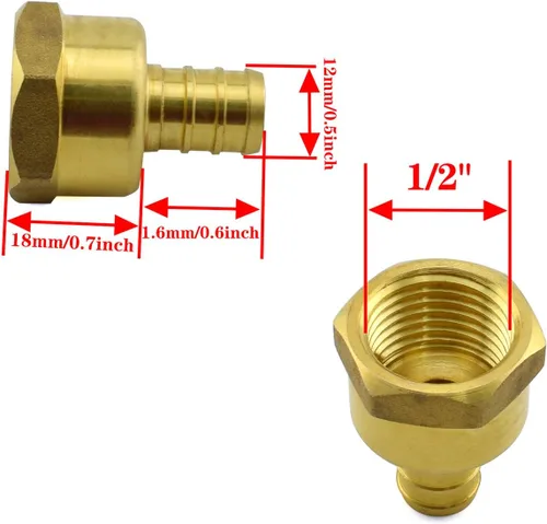 Vista 7 de SDTC Tech 1/2 pulgada PEX a 1/2 pulgada NPT hembra rosca tubería de montaje Adaptador de acoplamiento recto de tubo de crimpado de púas de latón