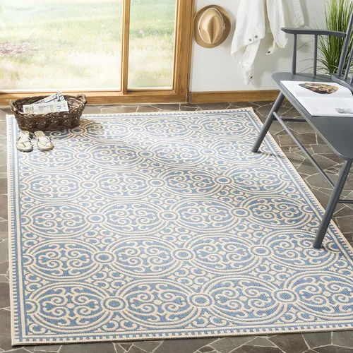 Vista 12 de SAFAVIEH Alfombra lavable para exteriores Linden Collection - 4 x 6 pies, aguamarina y crema, no desprende pelusa y fácil de limpiar, ideal