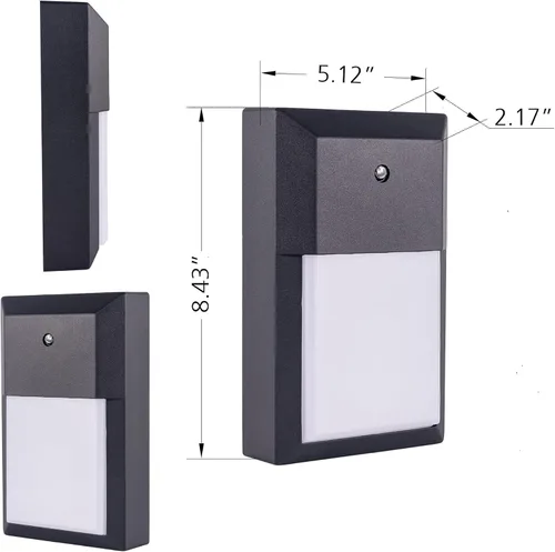 Vista 3 de YoonLIT - Farol LED de pared para exteriores, fotocélula del anochecer al amanecer, luz impermeable para porche, garaje, escalera, pasillo, 12 W