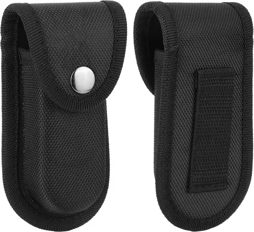 Vista 7 de 2 piezas de funda de nylon para navaja de bolsillo, funda de cuchillo plegable con cierre de presión y asa para cinturón, estuche para cuchillo