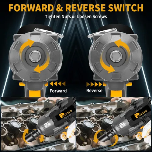 Vista 6 de Pistola de impacto inalámbrica de 1/2 pulgada 1623FT-LBS compatible con batería DeWalt, llave eléctrica sin escobillas de 2200 Nm con luz LED