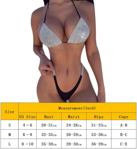 Vista 6 de RARITYUS Traje de baño con purpurina brillante para mujer, bikini de lentejuelas brillante, traje de baño sexy, ropa de playa