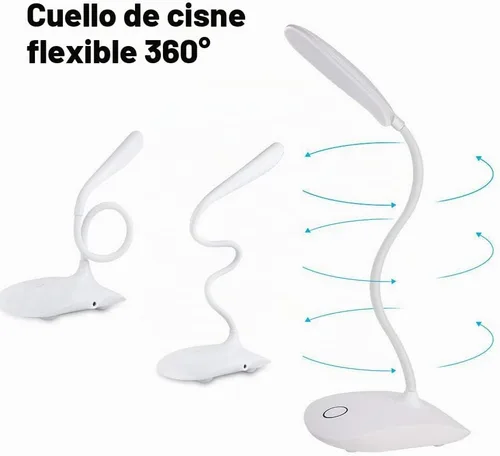 Vista 5 de Lámpara LED de mesa, portátil, con protección ocular, con cuello de cisne flexible, luces de escritorio pequeñas para dormitorio, estudio, oficina