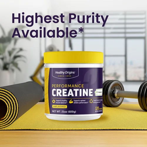 Vista 5 de Healthy Origins® Performance Creatine with Creapure®, polvo sin sabor, apoya la función muscular, energía y recuperación, 21.2 oz (600 g), 120