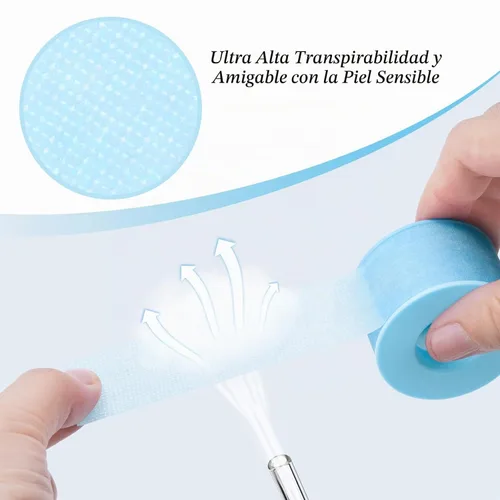 Vista 3 de QUEWEL Cinta de pestañas para extensiones de pestañas, cinta de pestañas azul, bien transpirable, cinta de extensión de pestañas, cinta