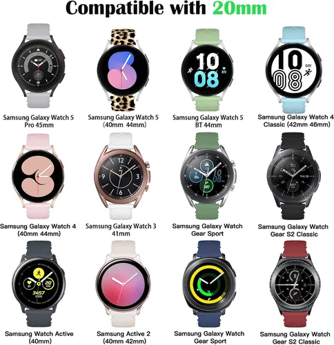 Vista 4 de Paquete de 6 correas compatibles con Samsung Galaxy Watch 6/5/4 1.575 in 1.732 in, Watch 6 Classic 1.693 in 1.850 in/5 Pro 1.772 in/Watch 4 3