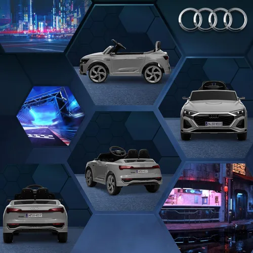 Vista 9 de Qaba Audi Q8 e-tron Sportback Licensed 12V Kids Ride on Car Music Gray Gris