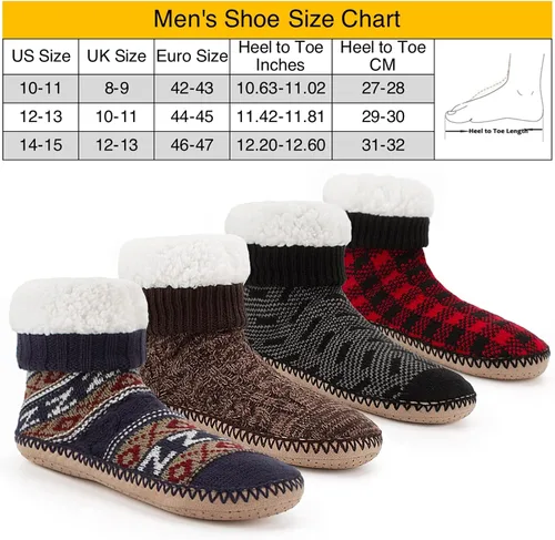 Vista 4 de Calcetines tipo pantufla para hombre, calcetines de invierno de punto trenzado, antideslizantes, cálidos, acogedores y suaves para interiores