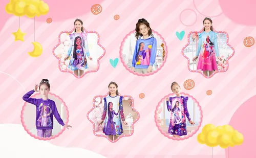 Vista 9 de Cartoon Princess Dress for Girls Fantasy Star Ruffles Costume Kids Long Skirt Causal Wear 2-10 Years