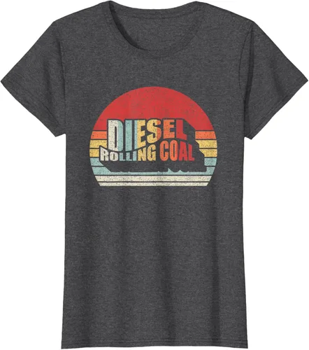 Vista 4 de Camiseta de camión diésel con motor diésel retro y divertido de carbón, Negro