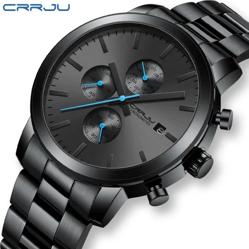 Vista 8 de CRRJU Mens Stylish Casual Quartz Watches for Men Luxury Waterproof Calendar Chronograph Japan Movement Wristwatches
