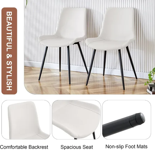 Vista 4 de Juego de 4 sillas de comedor con respaldo acolchado y patas de metal, juegos de mesa y sillas para cocina, restaurante, oficina, asientos de Negro