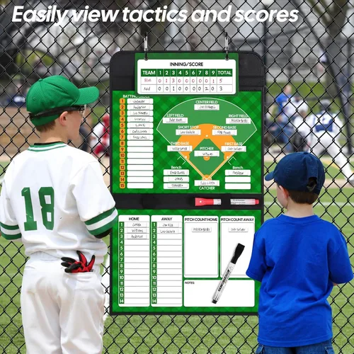 Vista 7 de Tablero magnético de alineación de béisbol, plegable profesional de sóftbol y béisbol para dugout, portapapeles de béisbol para entrenadores con 40