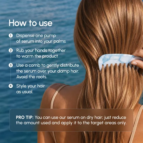 Vista 8 de MAREE Aceite para el cabello encrespado con aceite de argán, queratina y biotina – Suero capilar para brillo de cabello seco y rizado – Productos