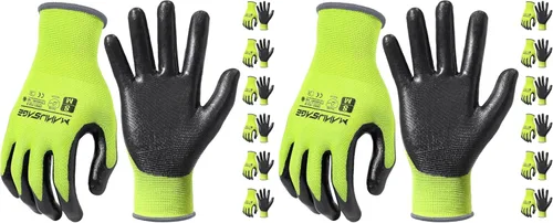 Vista 34 de MANUSAGE Guantes de trabajo de seguridad - Guante protector para hombres y mujeres - Protección de mano ultradelgada - Para construcción Negro