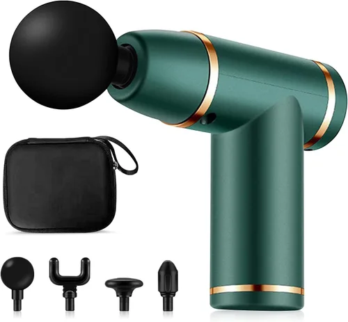Vista 14 de Ergocar Potente pistola de masaje muscular tejido profundo, 6 velocidades masajeador de cuerpo eléctrico de mano con 4 cabezas súper silencioso Negro