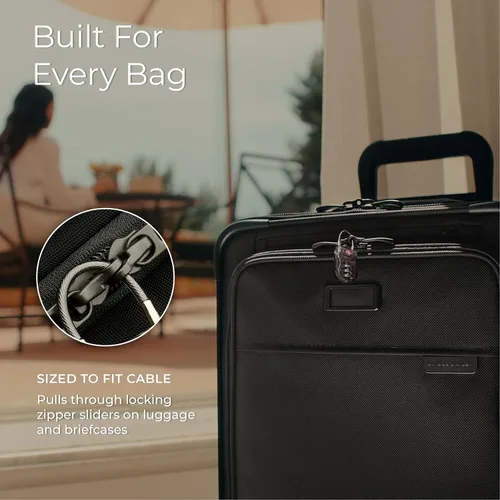 Vista 4 de Briggs & Riley Travel Basics - Candado de cable ligero Tsa para equipaje, Humo, Candado de cable ligero Tsa