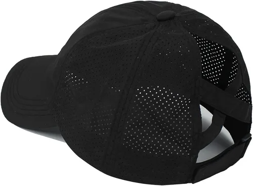 Vista 2 de Gorra de béisbol para mujer, con diseño cruzado y ajustable, de secado rápido, para cola de caballo