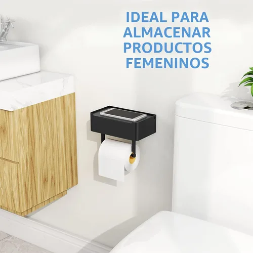 Vista 9 de JUYSON Soporte de papel higiénico con estante, dispensador de toallitas desechables para almacenamiento de toallitas de baño, mantiene tus toallitas