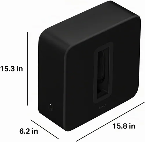 Vista 4 de Sonos Sub 4 - Subwoofer inalámbrico - Negro Woofers con cancelación de fuerza dual Bajo profundo y dinámico Funciona con barras de sonido Arc