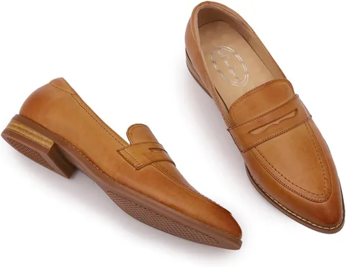 Vista 5 de Mona Flying Mocasines de cuero para mujer, estilo informal, planos, para mujeres y jóvenes