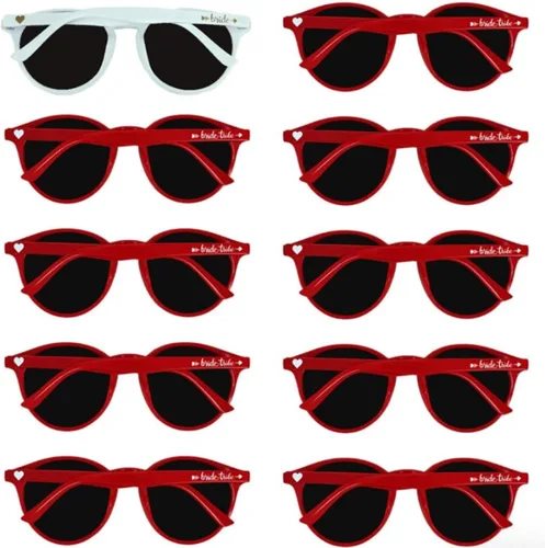 Vista 8 de LADY&HOME Gafas de sol de ojo de gato para despedida de soltera, suministros para dama de honor y despedida de soltera, 10 lentes de sol redondos