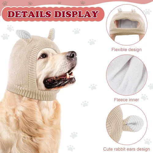 Vista 2 de Orejeras silenciosas para perros, cuello de 14.96 pulgadas, protectores auditivos para perros, protección contra ruido, gorro de punto envolvente
