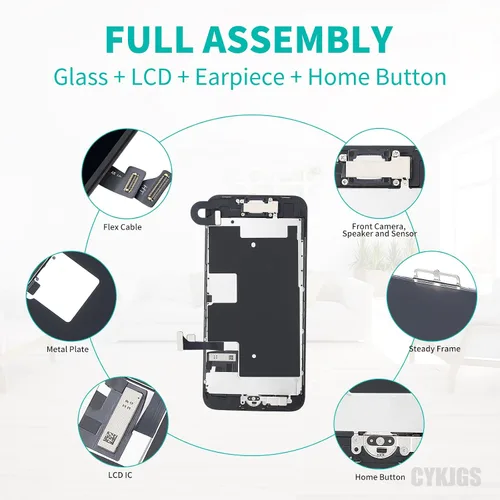 Vista 2 de Pantalla de repuesto para iPhone 8 SE de segunda generación con botón de inicio 3D Touch LCD Display Digitizer Black 4.7" Full Assembly for SE
