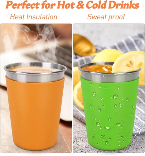 Vista 3 de Yummy Sam Vasos de acero inoxidable de 12 onzas para niños, vasos para bebidas frías y calientes, vasos irrompibles para niños y adultos, escuela