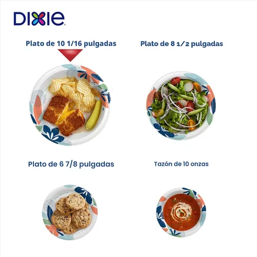 Vista 7 de Dixie Platos de papel grandes, 10 pulgadas, 54 unidades, 2 veces más fuertes, aptos para microondas, a prueba de remojos, resistentes a cortes