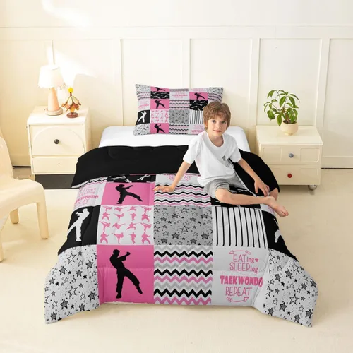 Vista 86 de Erosebridal Softball Comforter Set Patchwork Buffalo Plaid Twin Bedding Sets for Girls Kids Teens Child Galaxy Stars Ball Game Baseball Comforter