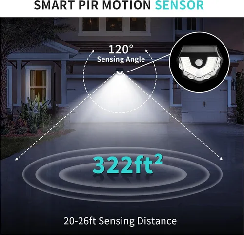 Vista 3 de Upgraded 2-in-1 Solar Outdoor Lights with Motion Sensor, Solar Wall Light & Security Lighting, PIR Motion Detection, IP64 Waterproof, Auto On/Off