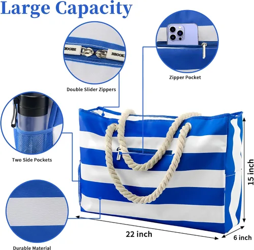 Vista 2 de Binggemen Bolsa grande impermeable multiusos para piscina, picnic, playa, compras, Bolsa grande impermeable multiusos para piscina, picnic, playa