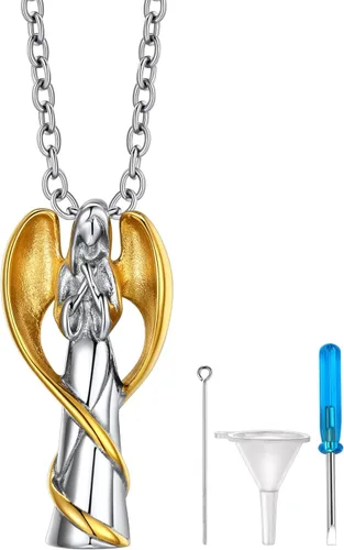 Vista 33 de Richsteel Collares de urna para cenizas para mujeres y hombres, collar con colgante de cremación para cenizas, joyería conmemorativa de acero