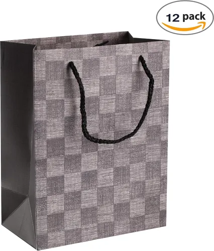 Vista 2 de Hammont Bolsas de regalo de boda para dama de honor, recuerdos de fiesta de diseño a cuadros, paquete de 12 bolsas de regalo estampadas con papel
