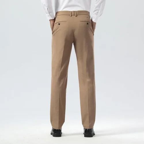 Vista 5 de Plaid&Plain Pantalones de vestir para hombre Slim Fit Stretch Khaki Pantalones sin arrugas