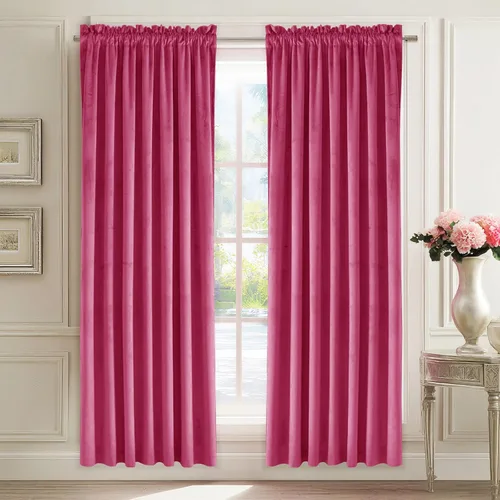 Vista 107 de JIUZHEN Cortinas de terciopelo beige de 63 pulgadas de ancho x 63 pulgadas de largo, cortinas de terciopelo retro suaves con bolsillo para barra