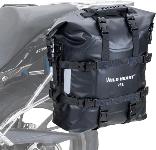 Vista 13 de Bolsa lateral para motocicleta WILD HEART de acero inoxidable, bolsa impermeable con suspensión, bolsas de sillín, 20L/25L, bolsa impermeable