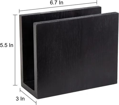 Vista 3 de Servilletero de papel de madera rústica, dispensador de almacenamiento de servilletas para mesas, accesorios de oficina de cocina para restaurantes