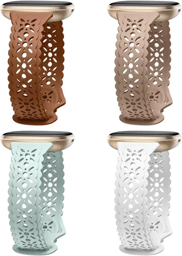 Vista 13 de Dirrelo Paquete de 4 bandas de encaje de silicona compatibles con bandas de Fitbit Sense/Bandas de Fitbit Versa 3 para mujer/Bandas de Fitbit Versa