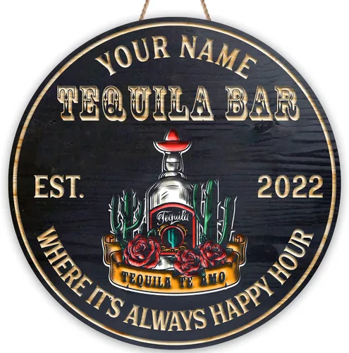 Vista 20 de Placa de pared de madera de bar de tequila mexicano personalizado, letrero de bar de México, letrero rústico para pub para el hogar, decoración