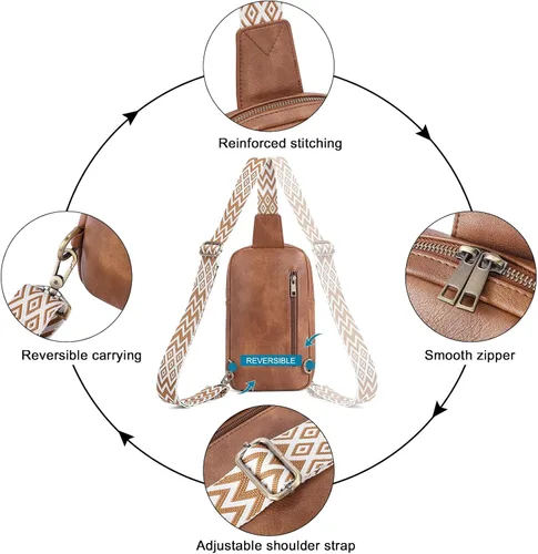 Vista 6 de Bolsos cruzados para mujer, bolso cruzado para mujer, bolso cruzado de cuero para mujer, mochila de viaje