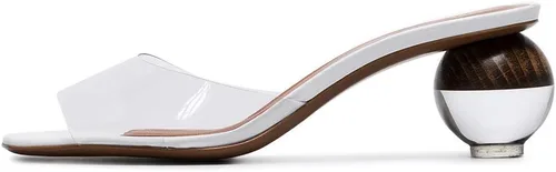 Vista 11 de Fericzot Mule Shoes Sandalias esféricas de tacón transparente Zapatillas de punta cuadrada Slip On Bombas Slingback Zapatos de vestir de boda