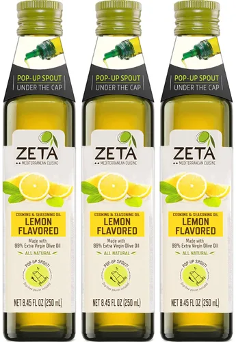 Vista 10 de Zeta Aceite de Oliva Virgen Extra con Albahaca y Ajo 8.5fl oz. Paquete de 3