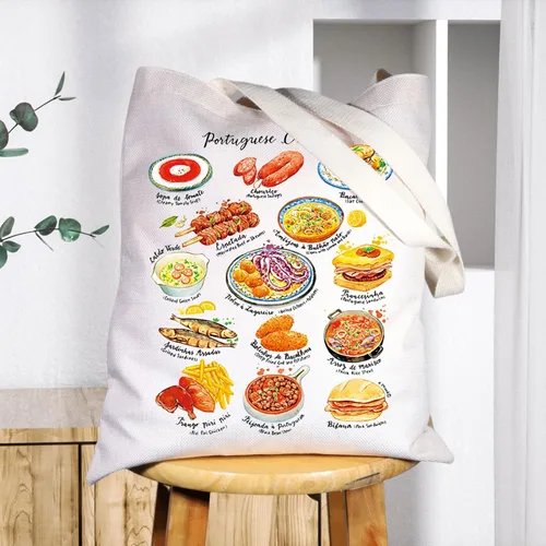 Vista 5 de BWWKTOP Bolsa de mano de cocina portuguesa Portugal Regalos de viaje Portugal Bolso de hombro Portuga Mercancía de viaje de Portugal