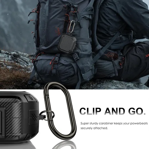 Vista 5 de Cubierta de protección LDSXAY de fibra de carbono a prueba de golpes [Bloqueo seguro mejorado] para estuche de Powerbeats Pro 2, con kit de limpieza