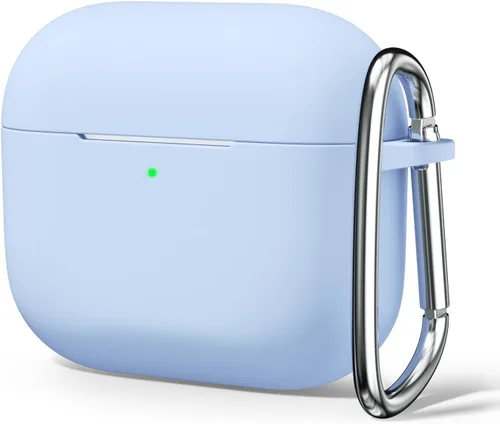Vista 44 de Oakxco Funda de silicona para Airpods 3, bonita funda rígida femenina para Airpods de 3ª generación con llavero, gel de goma colorido suave de TPU